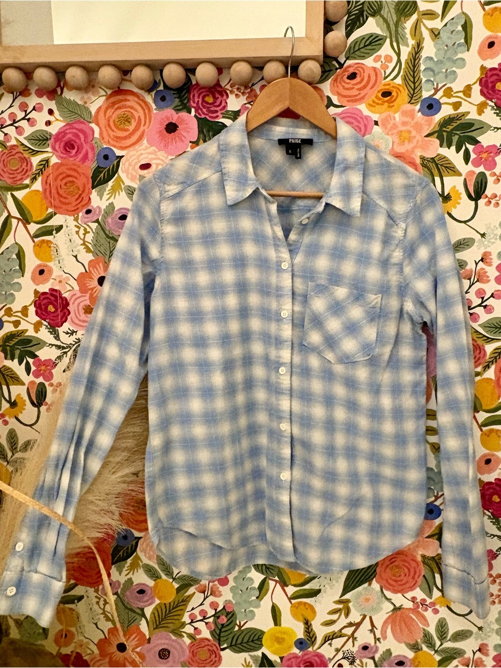 PAIGE Blue and White Plaid Lightweight cotton shirt